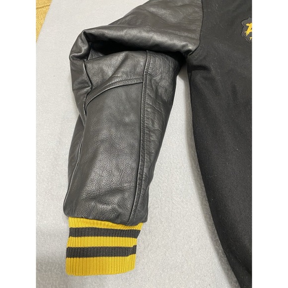 New Age CEOs Varsity Bomber Jacket Black/Yellow Run The Play Embroidered Cheetah - Picture 11 of 12